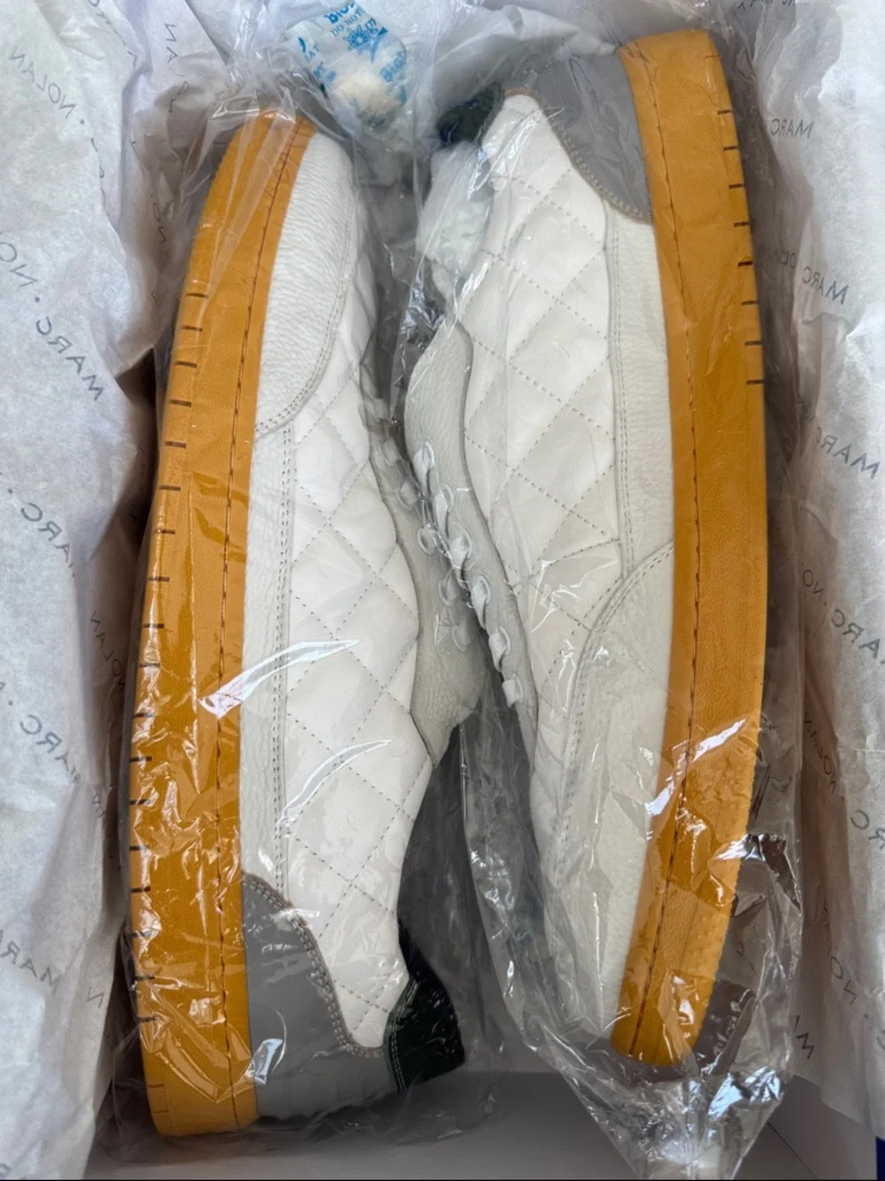 Marc Nolan White Quilted Leather Sneaker with Gum Sole, Mens Size 15, NWT - Picture 6 of 10
